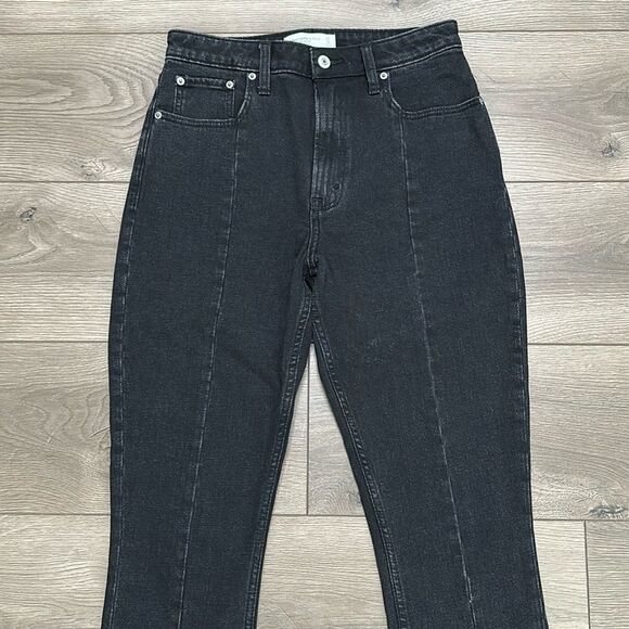 Abercrombie & Fitch The Skinny High Rise Split Raw Hem Black Stretch Jeans 27 - Picture 3 of 12